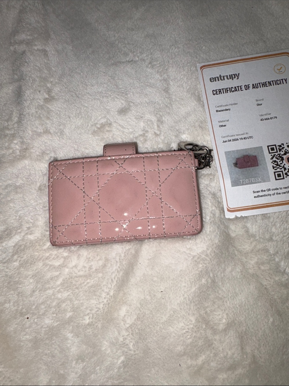 Dior jasmine cannage card holder in rose patent. With COA - Picture 2 of 6